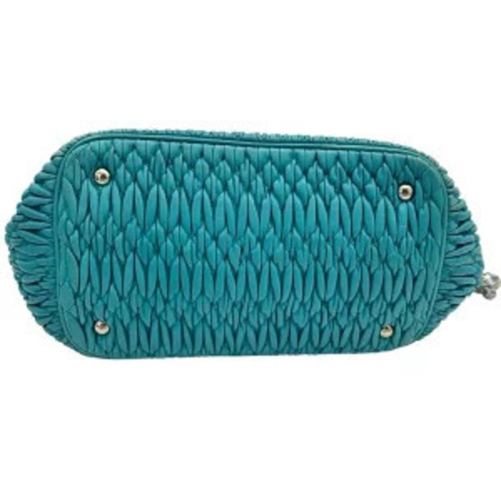 Miu Miu bejeweled handbag turquoise blue leather